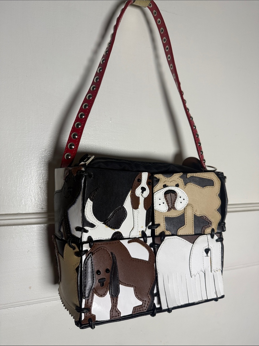 Michael Simon Leather Patchwork Dog Purse Small